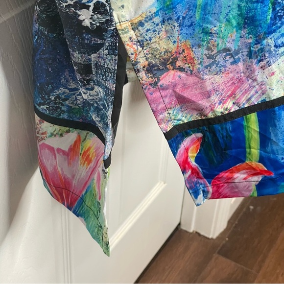 Ali Miles Open Front Floral Art to Wear Artsy Kimono Jacket Vibrant Colorful XL - Picture 9 of 13